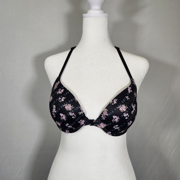 PINK Victoria's Secret Black and Pink Strappy Bandeau - Picture 3 of 3